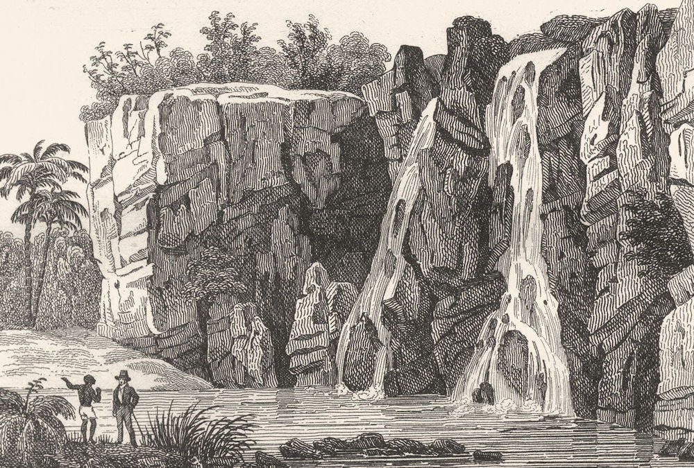 RÉUNION. Île Bourbon (Reunion) . Cascade de la Ste. Suzanne 1835 old print